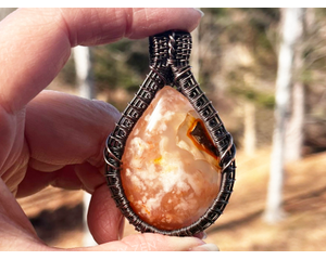 Flower Agate Wire Wrapped Pendant by Rock My Zen